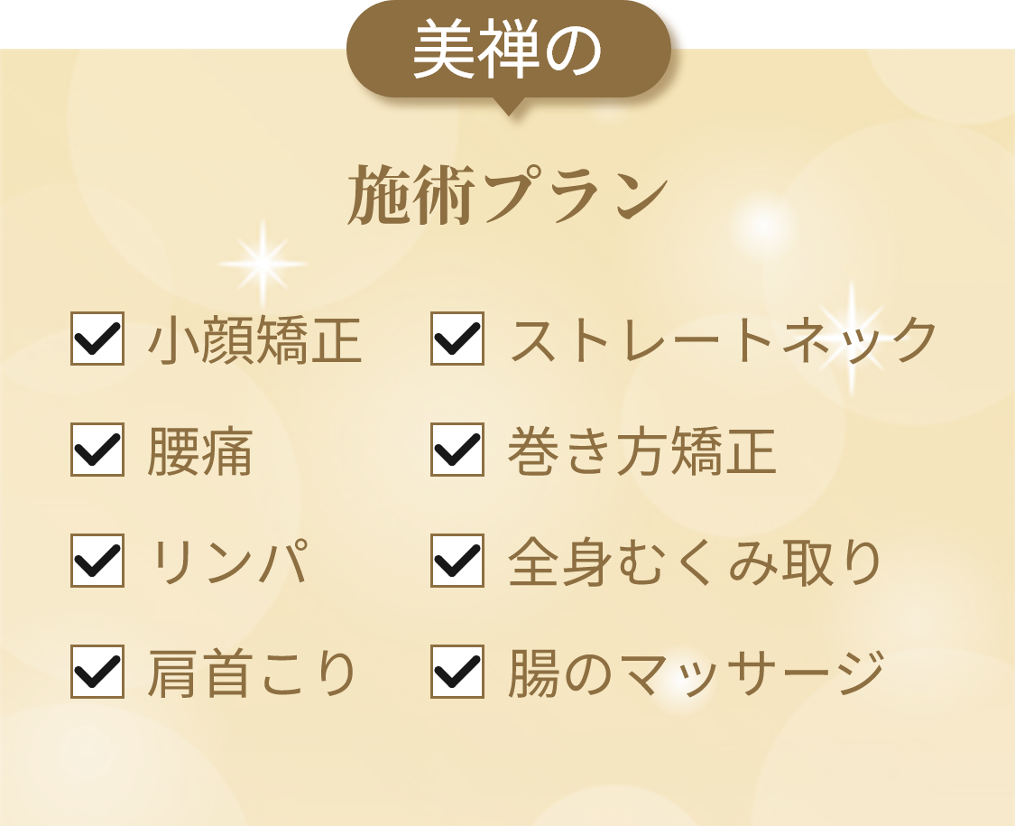 美禅の施術プラン